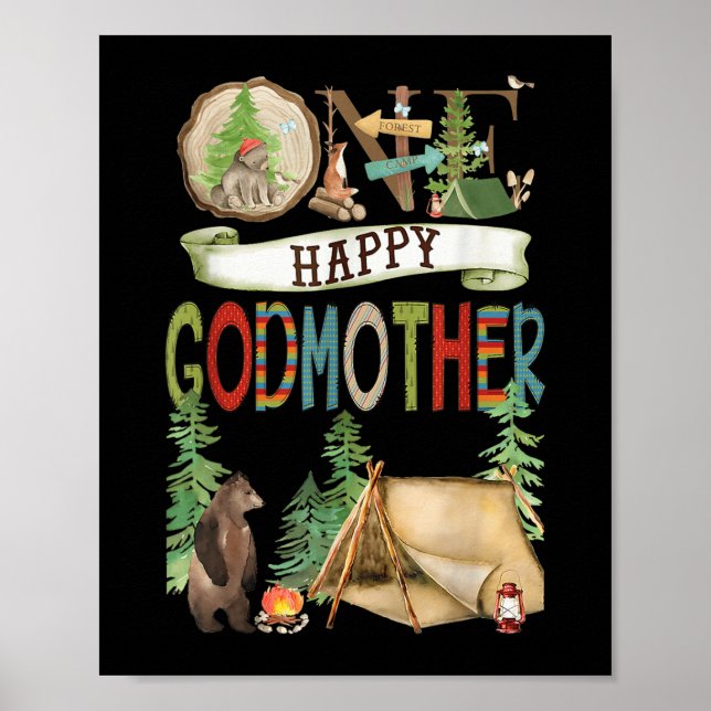 Affiche One Happy Godmother Camper First Birthday Camng Be (Devant)