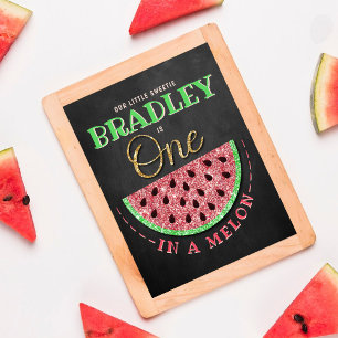 Affiche One In A Melon Chalkboard 1er anniversaire