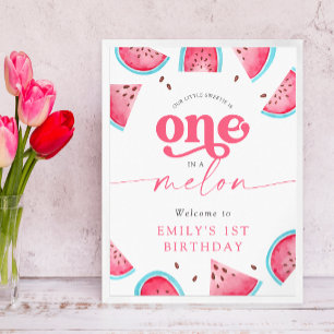 Affiche One in a Melon Watermelon 1er Birthday Welcome