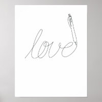 One Line Art Love dessinée avec un stylo