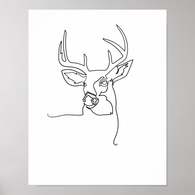 Affiche One Line Drawing Hirsch (Devant)