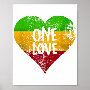 Affiche One Love Rastafari T-Shirt Jamaïque Retro Vintage