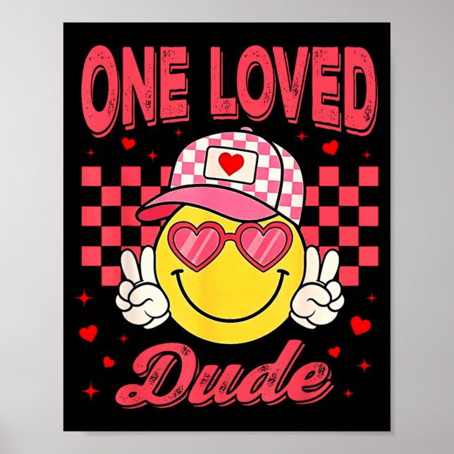 Affiche One Loved Dude Checkered Heart Valentines Day Boys (Devant)