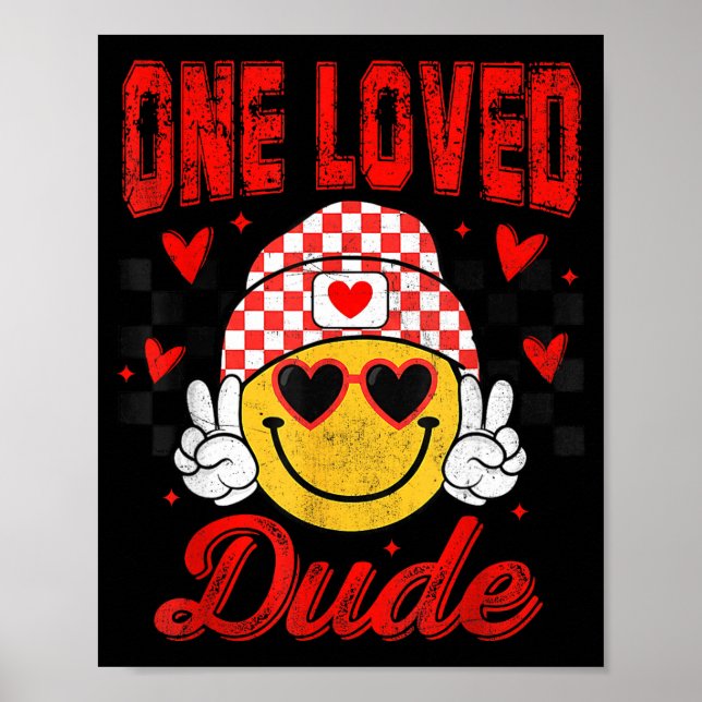 Affiche One Loved Dude Checkered Heart Valentines Day Boys (Devant)