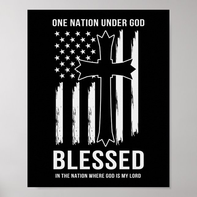 Affiche One Nation Under God American Flag Quote (Devant)