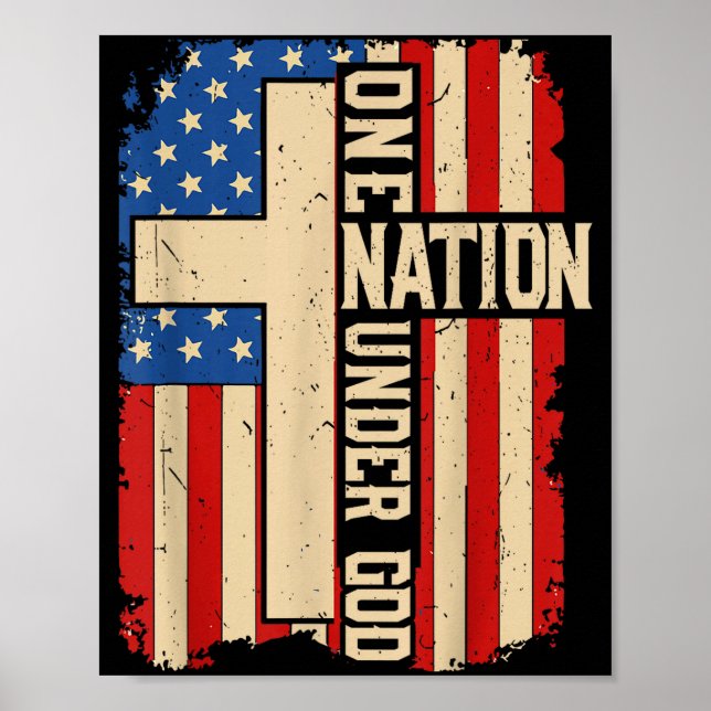 Affiche One Nation Under God Patriotic Christian Faith Ame (Devant)