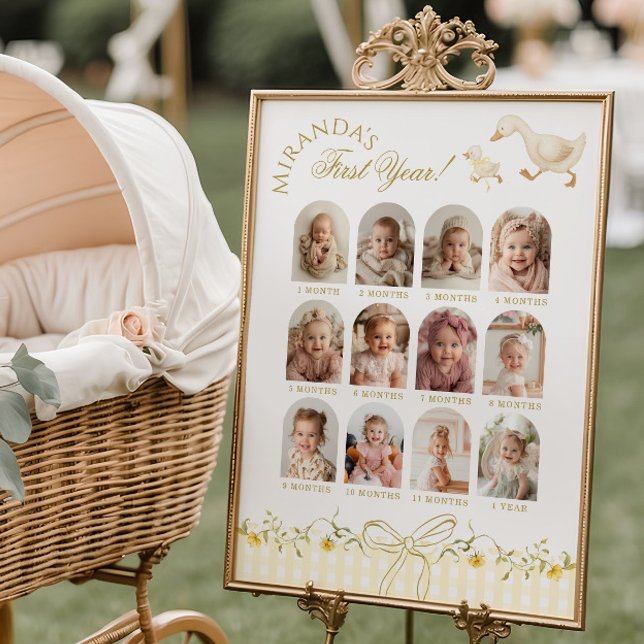 Affiche One Silly Goose 1st Birthday Photo Milestone (Créateur téléchargé)
