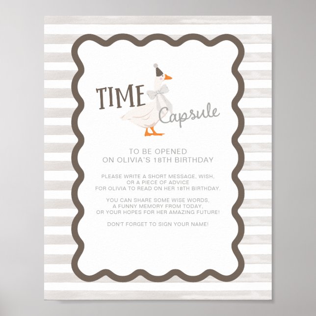 Affiche One Silly Goose 1st Birthday Time Capsule Sign (Devant)