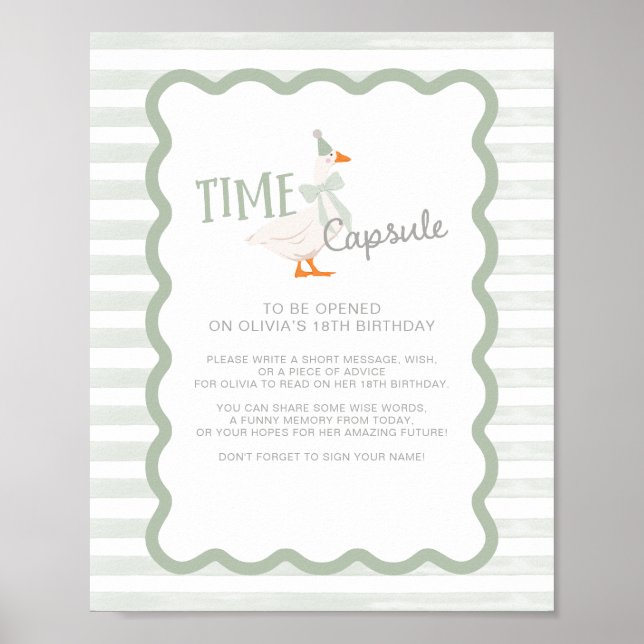 Affiche One Silly Goose 1st Birthday Time Capsule Sign (Devant)