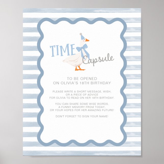 Affiche One Silly Goose 1st Birthday Time Capsule Sign (Devant)