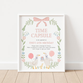 Affiche One Silly Goose 1st Birthday Time Capsule Sign