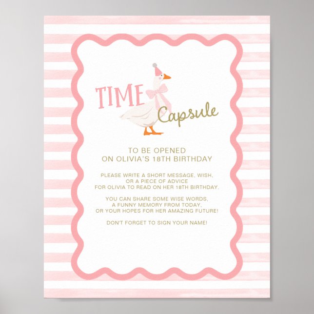 Affiche One Silly Goose 1st Birthday Time Capsule Sign (Devant)