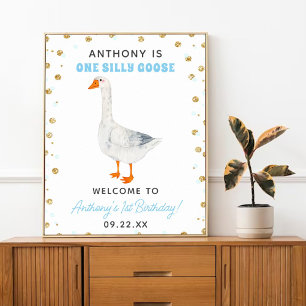 Affiche One Silly Goose Boys 1st Birthday Party Welcome