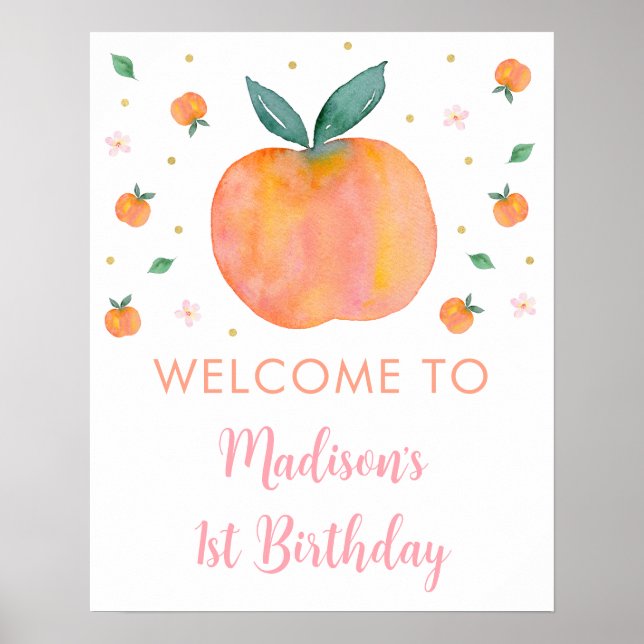 Affiche One Sweet Peach Anniversaire Bienvenue (Devant)