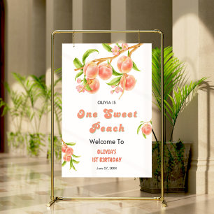 Affiche One Sweet Peach Fruit Girl 1er anniversaire Bienve