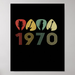 Affiche Onglet de guitare guitariste 1970 Anniversaire gui