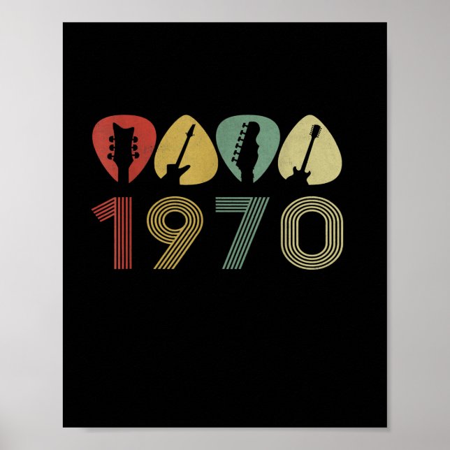 Affiche Onglet de guitare guitariste 1970 Anniversaire gui (Devant)