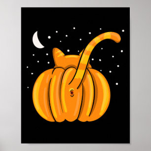 Affiche Onglet orange Citrouille de la touche de chat Hall