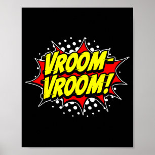 Affiche onomatopée comique vroom-vroom de moteur qui tourn