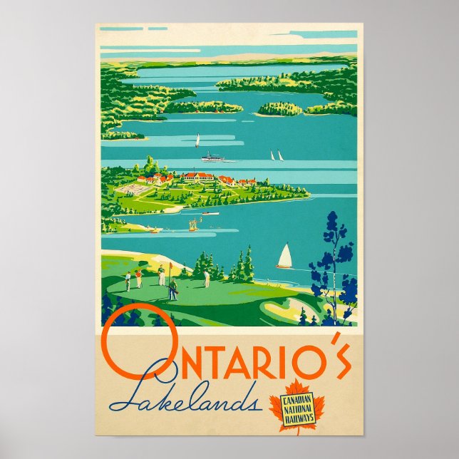 Affiche Ontario's Lakelands, Chemins de fer canadiens - Vo (Devant)