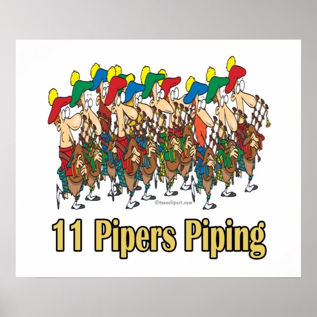 Affiche onze joueurs de pipeau  11e jour de Noël (Devant)