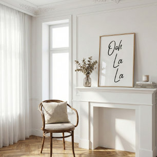 Affiche Ooh La La Expression Française en Blanc Doux