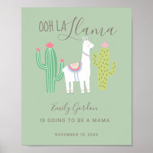 Affiche Ooh La Llama Baby shower mignon bébé garçon turquo