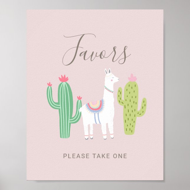 Affiche Ooh La Llama Baby shower Mignonnes Faveurs Signale (Devant)