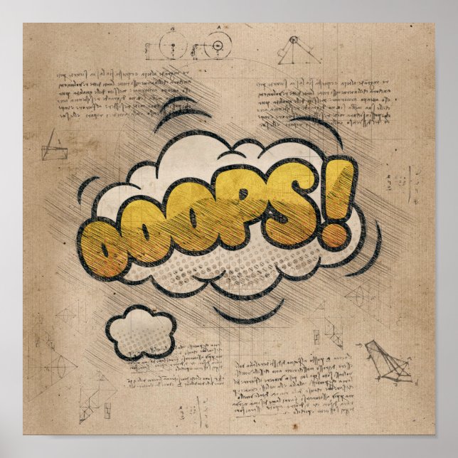 Affiche OOOPS ! Livre de bande dessinée vintage Steampunk  (Devant)