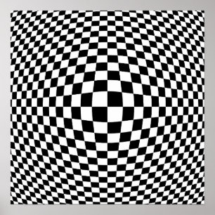 Affiche Op Art à carreaux noir et blanc