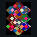 Affiche Op-Art (art géométrique optique) taille standard<br><div class="desc">Poster standard (18x24 pouces). Cubes multicolores sur noir. Op art, également connu sous le nom d'art optique, est un style d'art visuel qui utilise les illusions optiques. "L'art optique est une méthode de peinture concernant l'interaction entre l'illusion et le plan d'image, entre la compréhension et la vue." Les oeuvres d'art...</div>