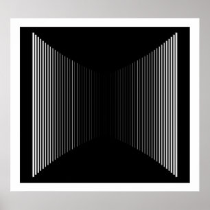 Affiche Op Art Barres Verticales Blanc Sur Noir Progressif