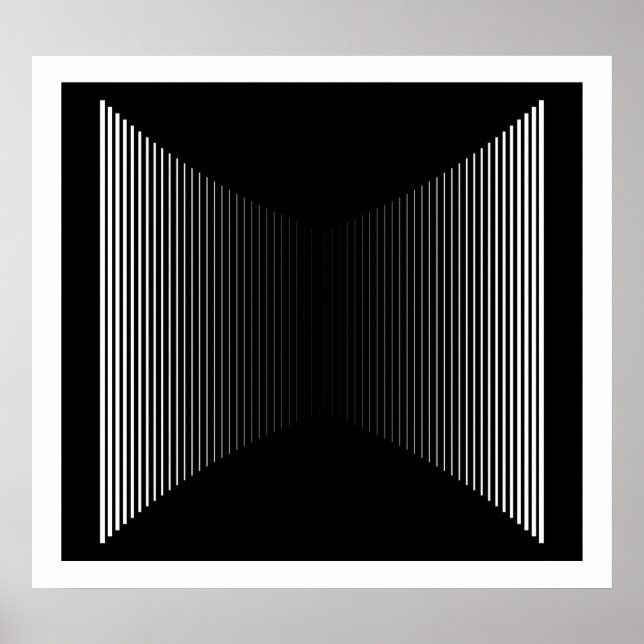 Affiche Op Art Barres Verticales Blanc Sur Noir Progressif (Devant)