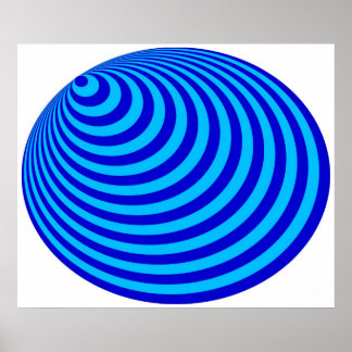 Affiche Op Art Bullseye Excentré Bleu Pale Bleu