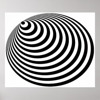 Affiche Op Art Bullseye Excentré Noir Blanc