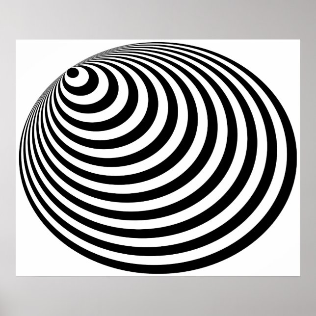 Affiche Op Art Bullseye Excentré Noir Blanc (Devant)