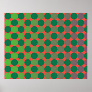 Affiche Op Art Cercles Déclinants Rouge Et Vert