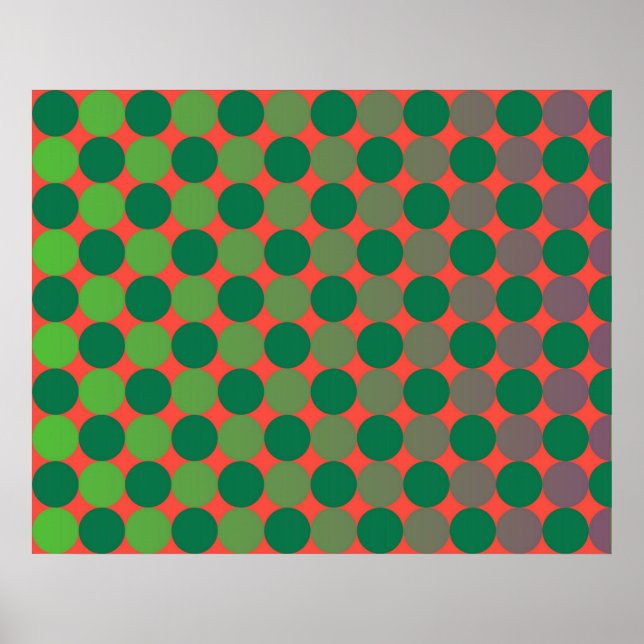 Affiche Op Art Cercles Déclinants Rouge Et Vert (Devant)