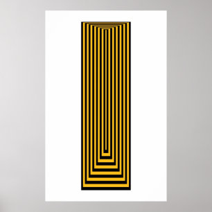 Affiche Op Art Concentré Rectangles Jaunes Sur Noir