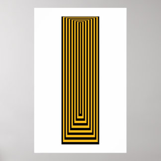 Affiche Op Art Concentré Rectangles Jaunes Sur Noir