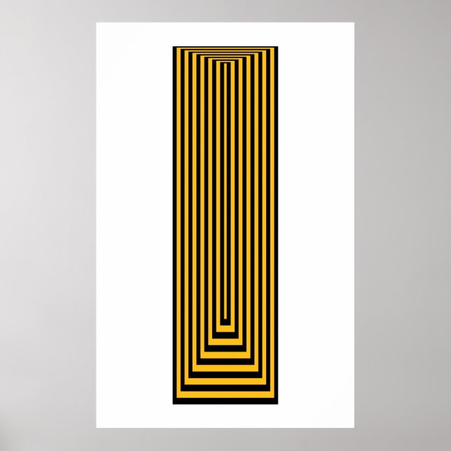 Affiche Op Art Concentré Rectangles Jaunes Sur Noir (Devant)