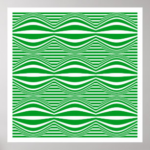 Affiche Op Art Lines and Spheres 01 - Vert et blanc