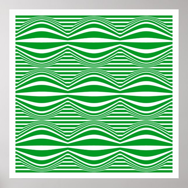 Affiche Op Art Lines and Spheres 01 - Vert et blanc (Devant)