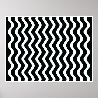 Affiche Op Art noir et blanc Vagues deux