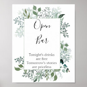 Affiche Open Bar Botanical Greenery Frame Mariage