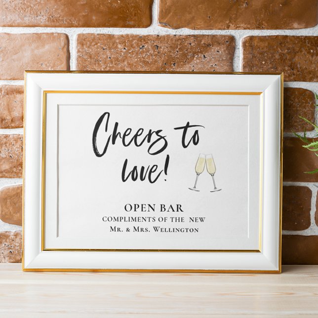 Affiche Open bar Cheers to love Horizontal Mariage sign (Créateur téléchargé)