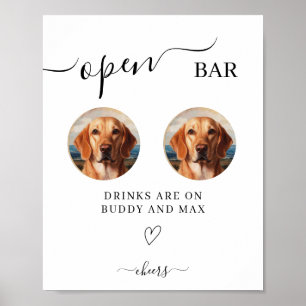 Affiche Open Bar Chien Sign, Animal Photo Drink Sign for M