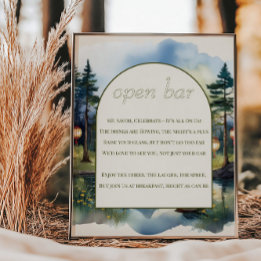 Affiche Open Bar Poem Country Lake Twilight Mariage