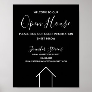 Affiche Open House Real Estate Company Custom Black