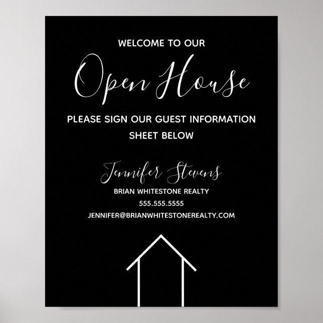 Affiche Open House Real Estate Company Custom Black (Devant)